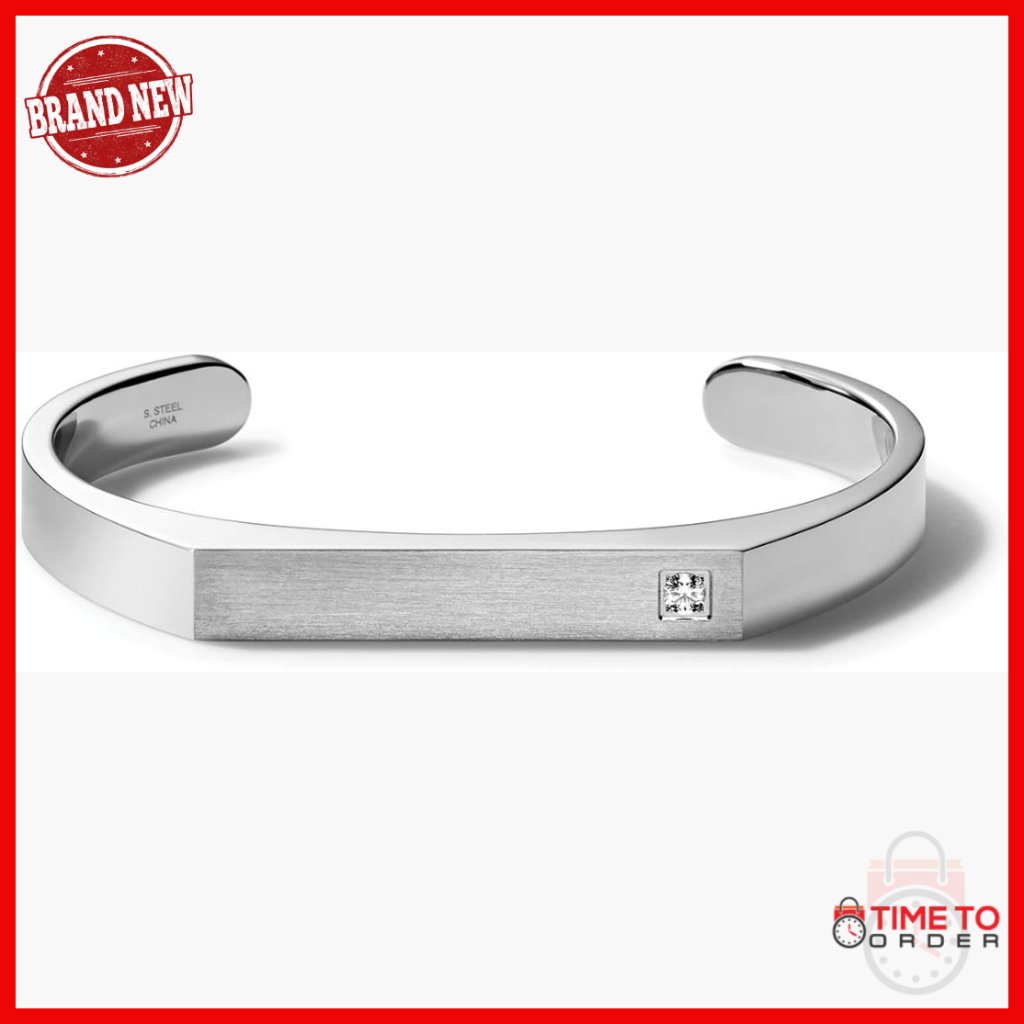 Stainless Steel Diamond Cuff Bracelet For Men, Small Size, Classic Style
